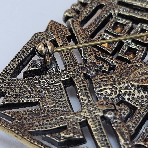 Heidi Daus Pendant Brooch Multicolor Green Brown Yellow Art Deco Diamond Shape - Picture 14 of 14